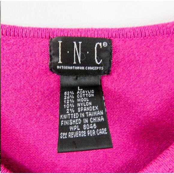 1990s Vintage Inc Pink Striped Colorblock Beaded V-Neck Sweater Large - Picture 6 of 7